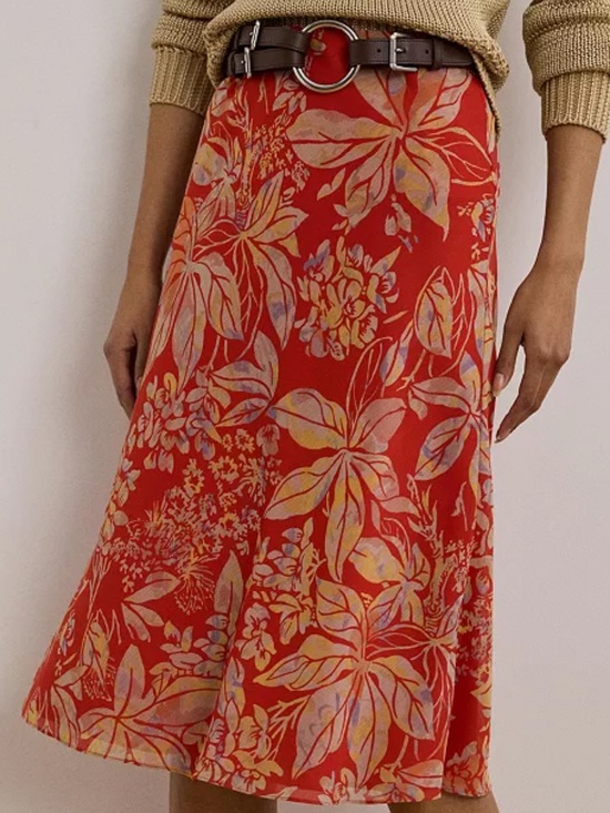 Ralph Lauren Dresses & Skirts - Ralph Lauren Women's Floral Crinkle Georgette Midi Skirt Sz 6 NWT -